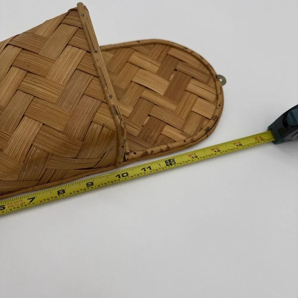 Vintage Bamboo Woven Letter Holder Wall Storage Herringbone Hong Kong